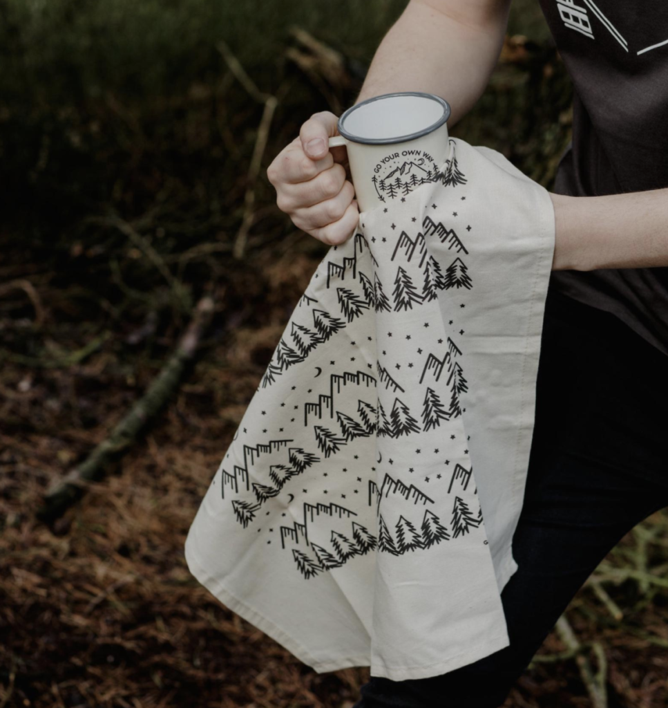 Forest and mountain tea towel