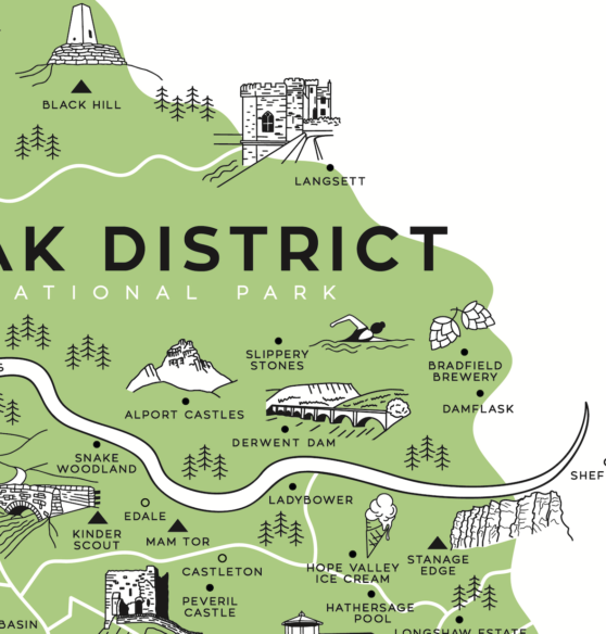 Peak District National Park A3 Print Map – Own Way